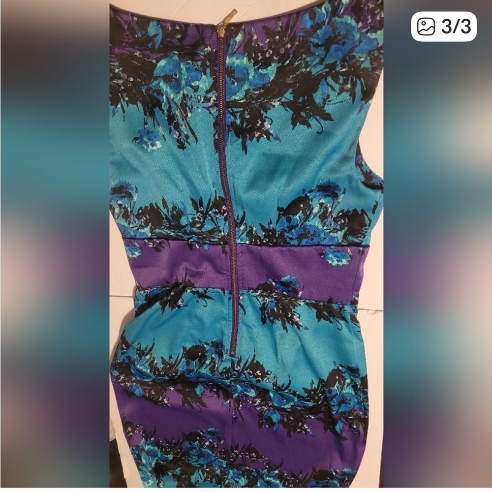 New Ricki's Vibrant Blue and Purple Midi Dress - Picture 3 of 3
